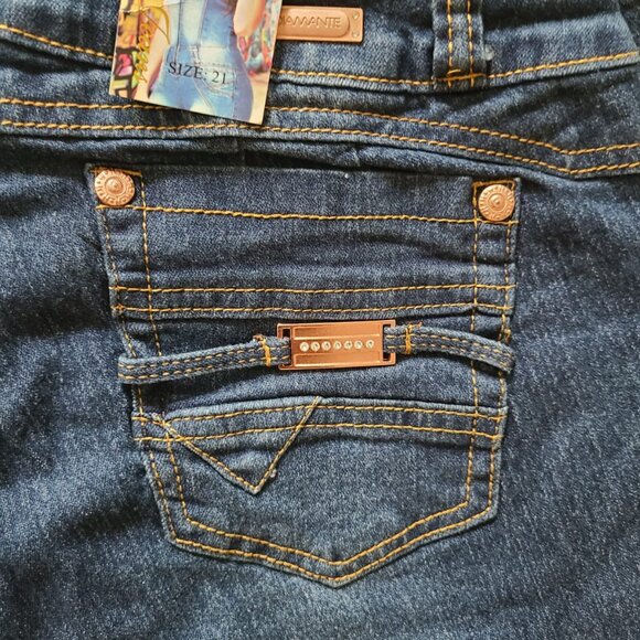 plus size destroyed butt lift Colombia Jeans size 21 skinny stretch indigo navy - Picture 6 of 9